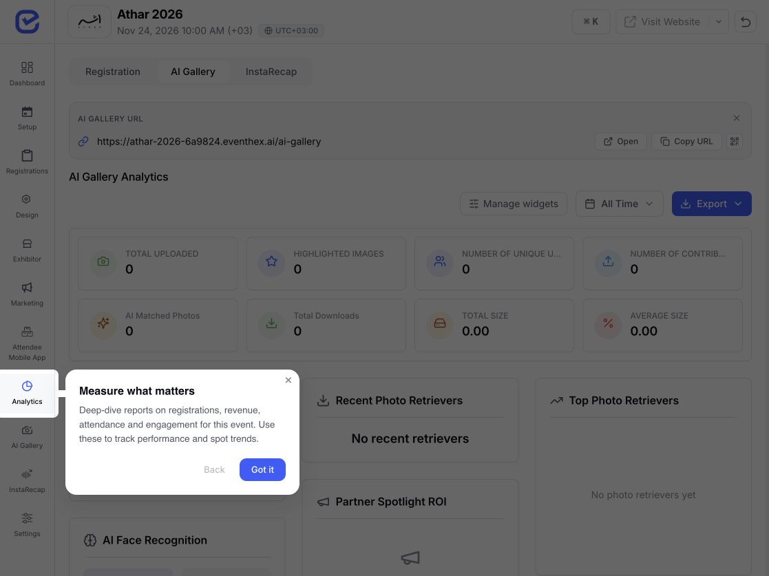 EventHex event analytics workspace
