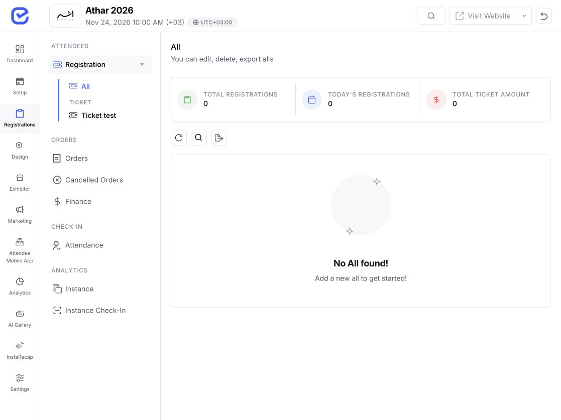 EventHex registration records workspace