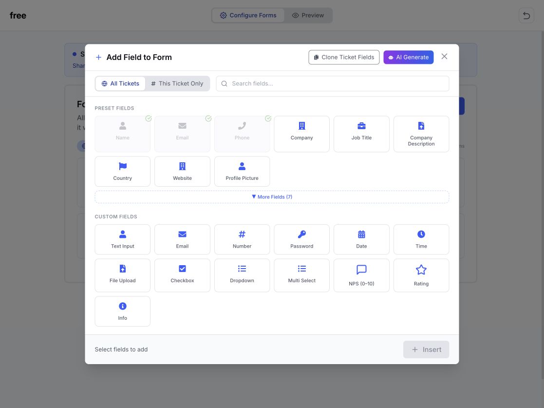 EventHex form field library and AI Generate control