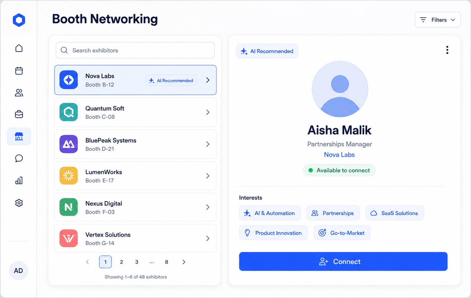 EventHex networking directory with a connected attendee profile