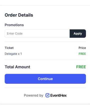 EventHex checkout order summary