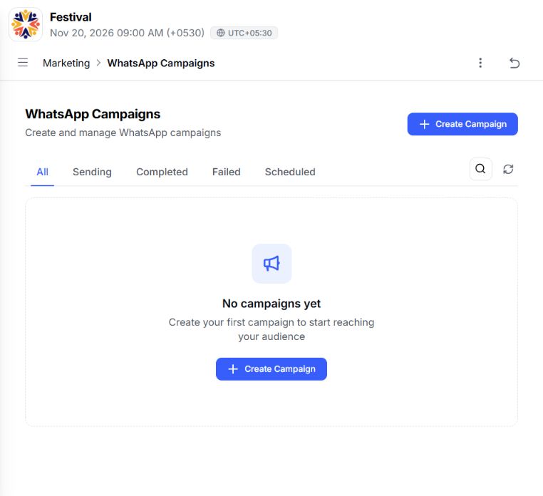 EventHex WhatsApp confirmation campaigns dashboard
