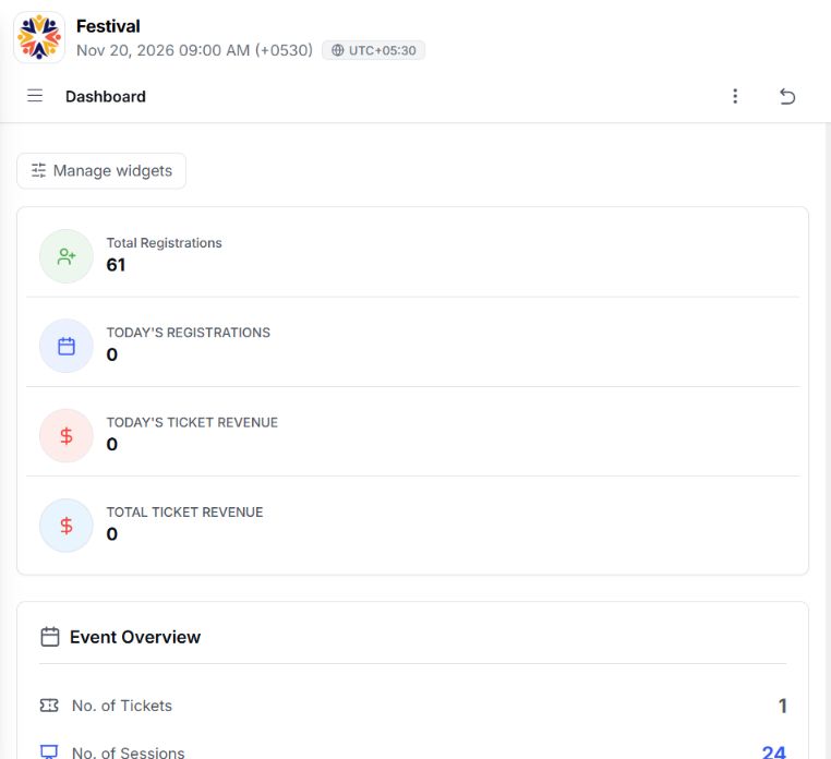 EventHex registration and check-in dashboard