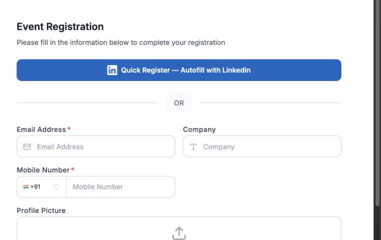 EventHex ticket registration form