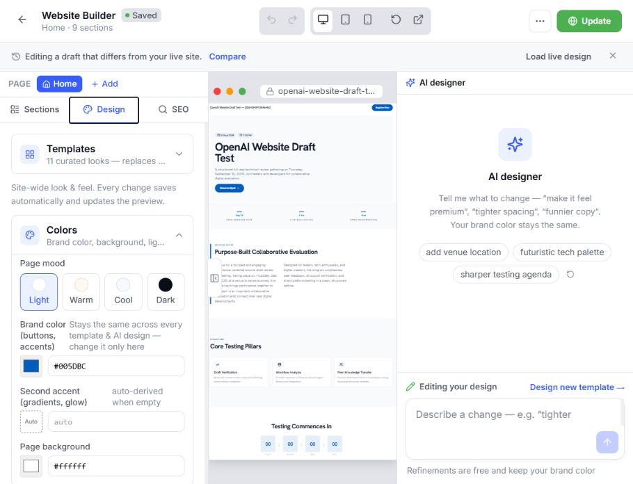 EventHex responsive website design controls