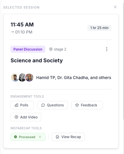 EventHex session detail panel