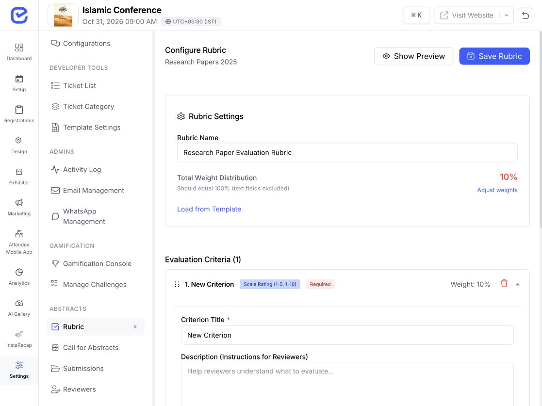 EventHex abstract review rubric and scoring criteria