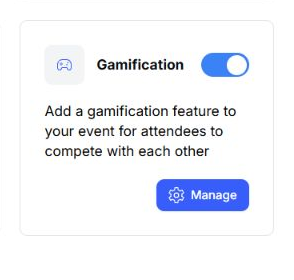 EventHex attendee app module card with Gamification enabled